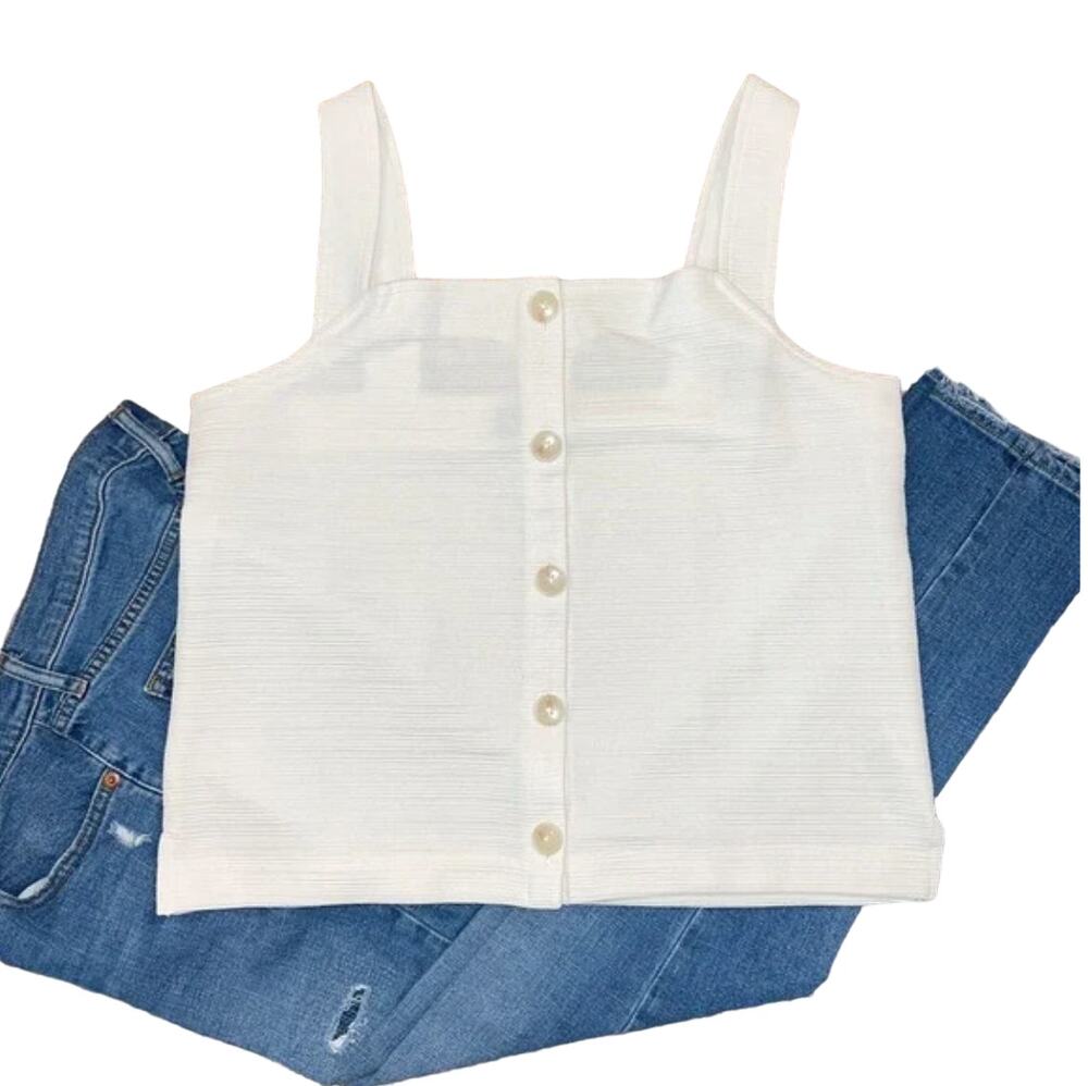NWT J. Crew Women's Ivory Textured Button-Front Tank - SIZE XL